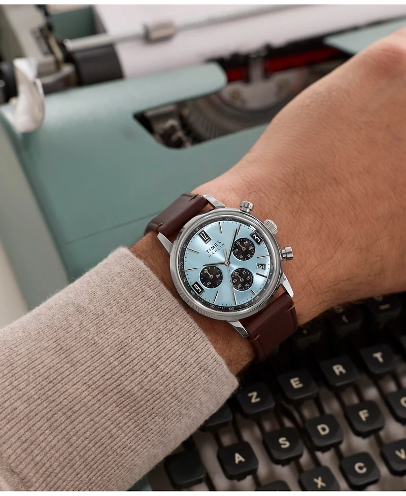 Timex Men's Quartz Chronograph Brown Leather Watch 40mm