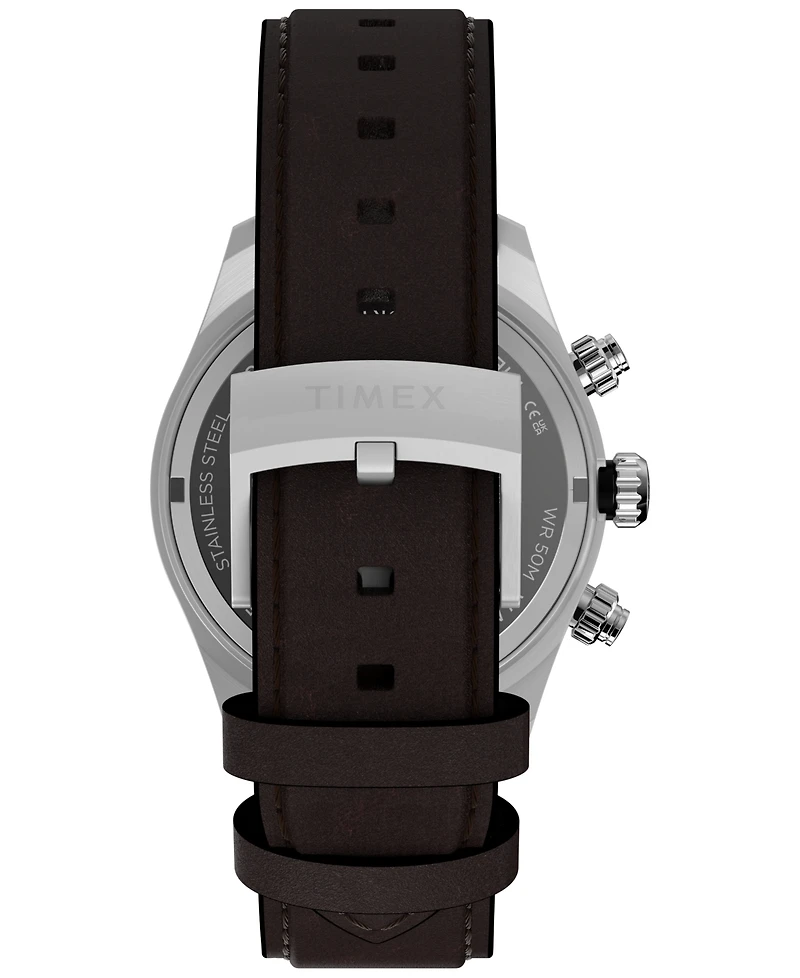 Timex Men's Quartz Chronograph Brown Leather Watch 39mm