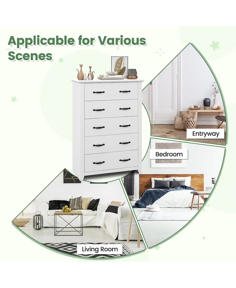 Slickblue Tall 5-Drawer Storage Dresser for Bedroom and Living Area