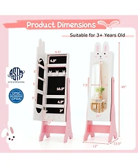 Gouun 3-Piece Kids Vanity Table, Chair and Jewelry Cabinet Furniture Set