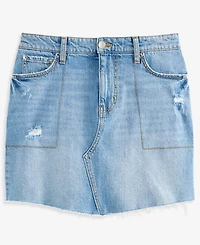 On 34th Women's Mid-Rise Raw-Edge-Hem Mini Denim Skirt, Macy's Exclusive