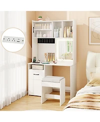 Gouun 67 in Tall Vanity Set with Led Mirror, Charging Station and Stool