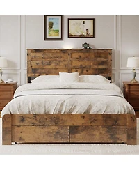 Lucky One Queen -size bed frame with 2 storage drawers and 2 Usb ports