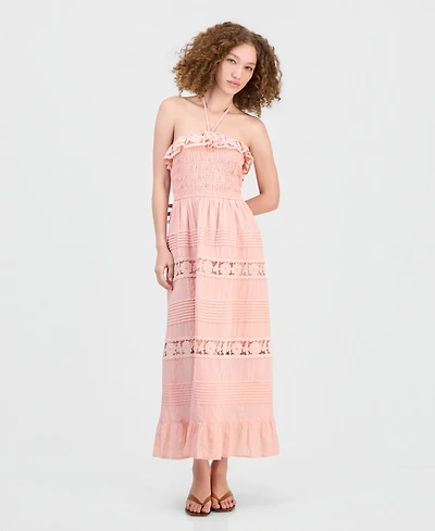 And Now This Women's Cotton Lace-Detail Fit & Flare Maxi Dress, Exclusively at Macy's