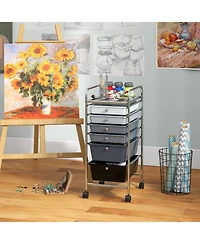 Gouun Compact 6-Drawer Storage Cart on Wheels with Steel Frame