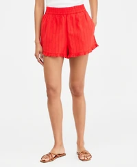 On 34th Women's Linen Blend Ruffled-Hem Pull-On Shorts, Macy's Exclusive