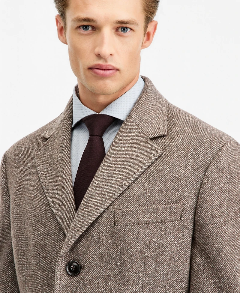Ted by Baker Men's Modern-Fit Peerless Taupe Mix Melange Overcoats