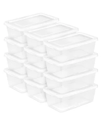 Sterilite 6 Qt Storage Box, Stackable Plastic Container, Home Organizer, 12 Pack