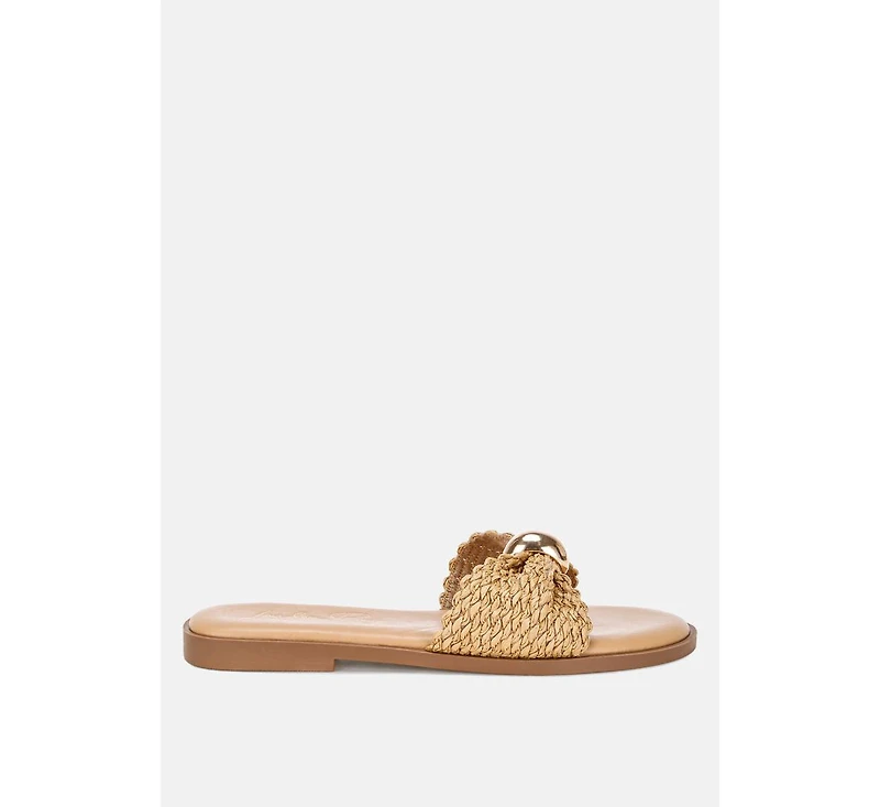 London Rag Women's Onawa Woven Strap Slip On Flats