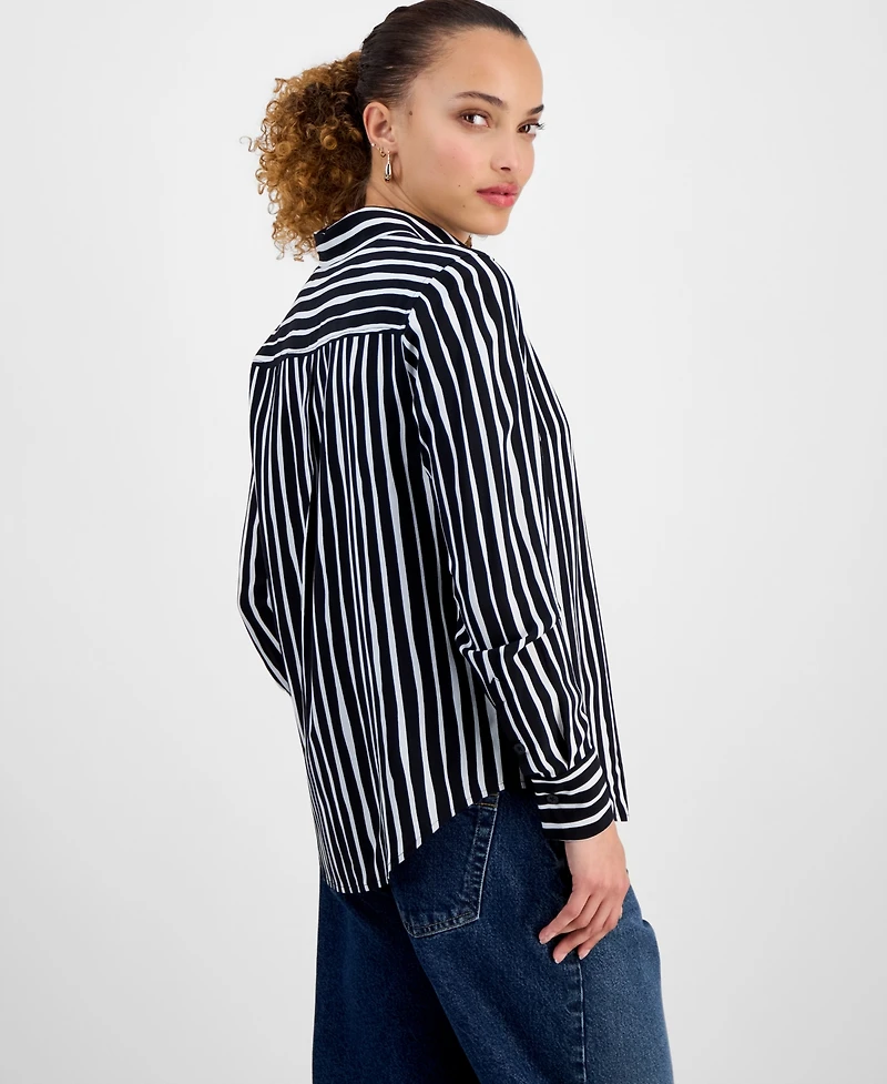 I.n.c. International Concepts Petite Striped Button-Up Shirt, Macy's Exclusive