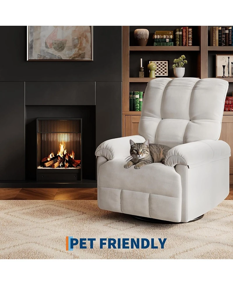 gaomon Manual Recliner Chair,360 Swivel Rocker Glider Recliner with Padded Armrests, Modern Chenille Upholstered Reclining Chair for Living Room.