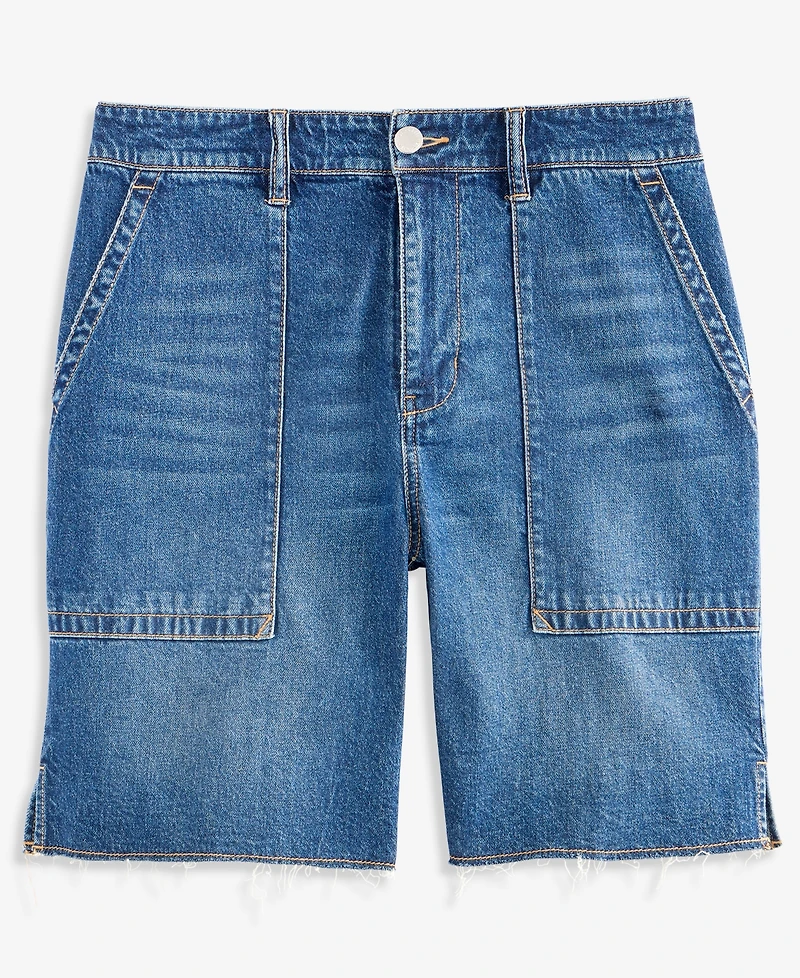 On 34th Women's High Rise A-line Denim Utility Bermuda Shorts, Macy's Exclusive