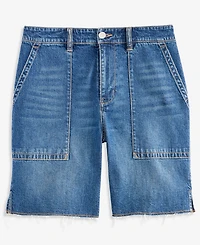 On 34th Women's High Rise A-line Denim Utility Bermuda Shorts, Macy's Exclusive