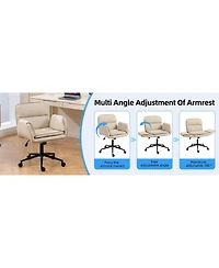 Flynama Pu Criss Cross Office Chair,5-Gear Adjustable Armrest Chair