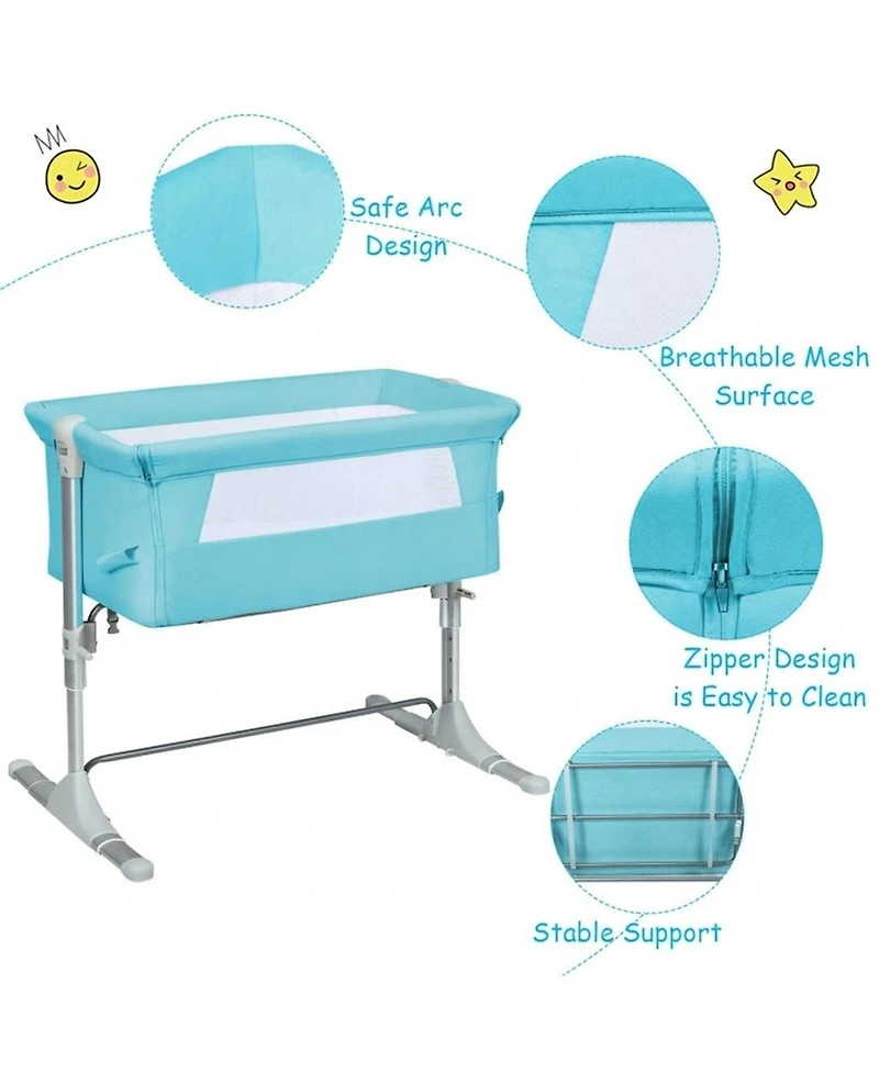 Gouun Baby Portable Bedside Bassinet Sleeper with 4 Adjustable Heights and Carrying Bag