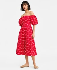 On 34th Womens Off The Shoulder Puff Sleeve Midi Dress Exclusively At Macys