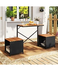 Gouun 2-in-1 Convertible Picnic Table and Bench Set with Built-in Storage