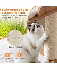 Cozito Cat Tree Wooden with 2-Floor Condo and Cushions