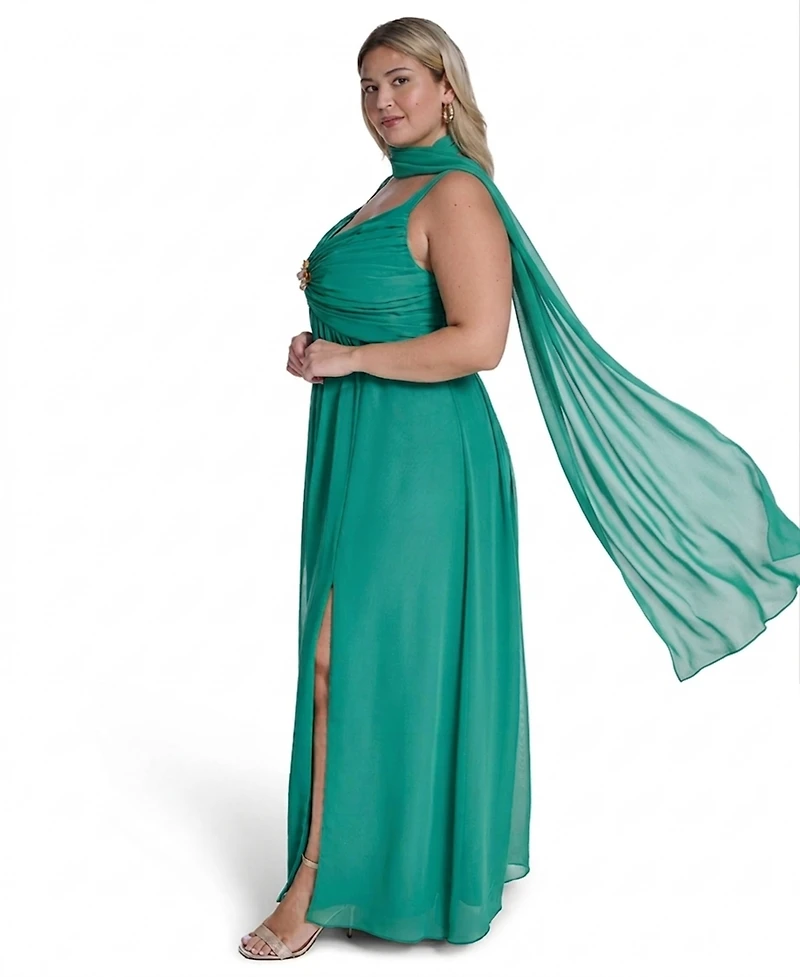 Eliza J Plus Spaghetti Strap Sweetheart Neck Ball Gown