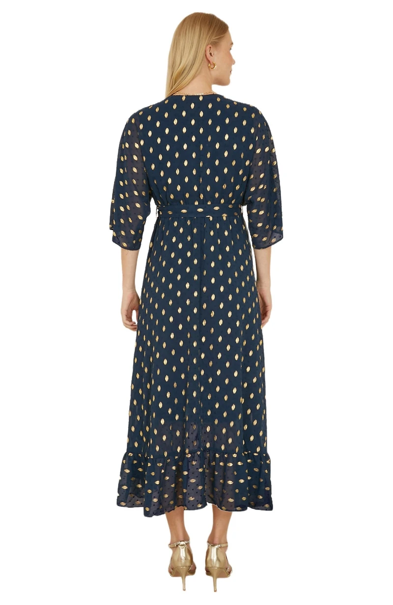 Yumi Women's Foil Print Wrap Over Dress