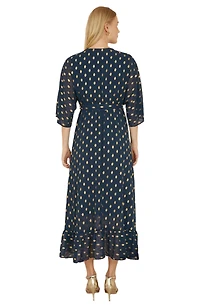 Yumi Women's Foil Print Wrap Over Dress