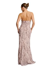 Six Stories Women's Strappy Coursage Beaded Maxi Dress