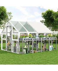 6thdruple Large Outdoor Cat House with Planter Stand, Multi-Level Catio and Waterproof Roof