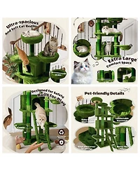6thdruple 70.87" Multi-Level Cat House Tree, Gray Large Tower with Condos, Hammock, Perches, Sisal Scratching