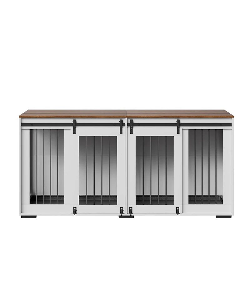 6thdruple 70" Dog House Furniture, Indoor Metal Kennel with Sliding Doors and Divider