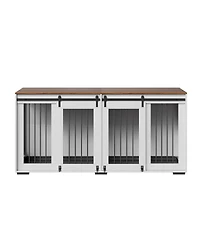 6thdruple 70" Dog House Furniture, Indoor Metal Kennel with Sliding Doors and Divider