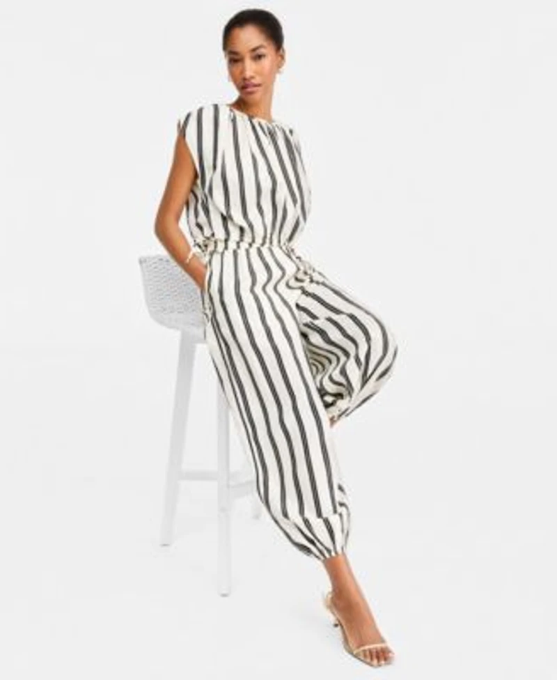 On 34th Womens Striped Bubble Top Striped Balloon Leg Pants Macys Exclusive