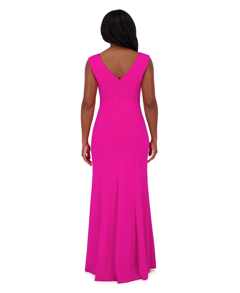 Jessica Howard Women's Cap-Sleeve Embellished Bow Ball Gown