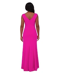 Jessica Howard Women's Cap-Sleeve Embellished Bow Ball Gown
