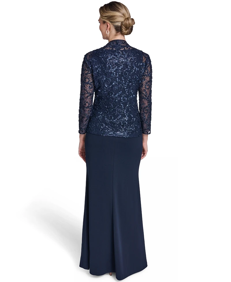 Jessica Howard Women's Jewel Neck Jacket Ball Gown