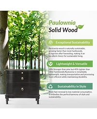 Hulala Home Elfine Traditional 2-Drawer Solid Wood End Table with Built-In Outlet and Curved Drawer Fronts