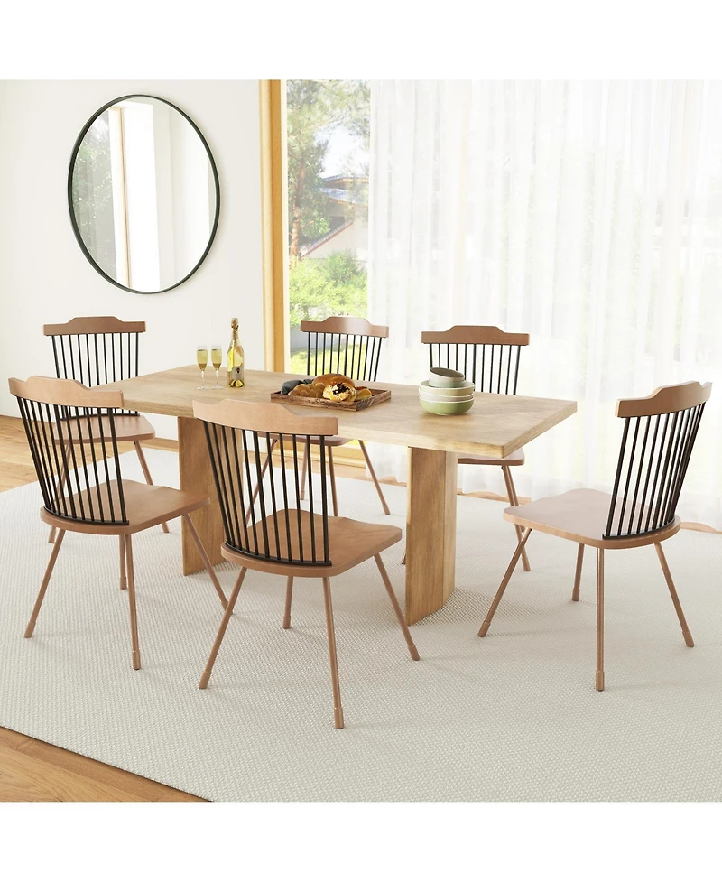 Gouun Spindle Back Dining Chairs Set of 2 with Ergonomic Contoured Seat