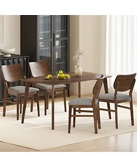 Gouun Farmhouse Upholstered Kitchen Chairs Set of 2, Linen Fabric, Rubber Wood Frame