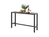 Lucky One 48/55 Inch Outdoor Bar Table with Slatted Top and Metal Frame