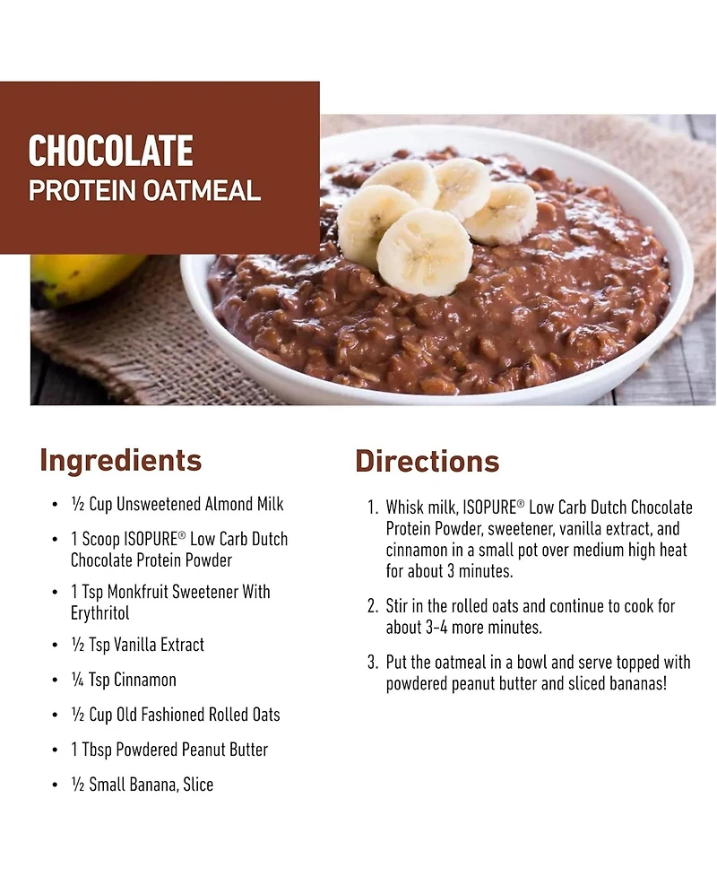 Isopure Low Carb Pure Whey Isolate Protein Powder, Lactose Free, Gluten Free, Vitamins, Dutch Chocolate, 25g Protein Per Serving, 41 Servings