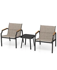 Sugift 3 Piece Outdoor Chair Set with Breathable Fabric Seat and Armrest