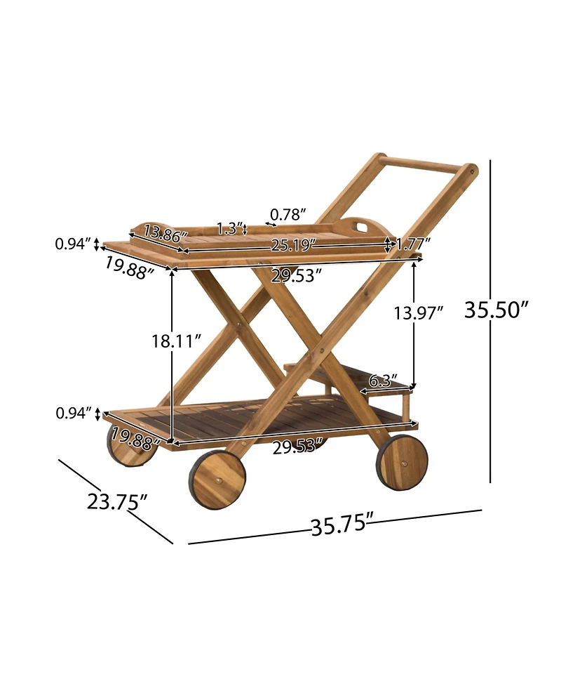 Flynama Bar Cart 35.50" H with Casters Finish