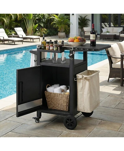 Flynama" Outdoor Grill Cart with Drop Leaf, Stainless Steel Top and Waterproof Cover