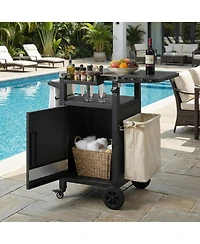Flynama" Outdoor Grill Cart with Drop Leaf, Stainless Steel Top and Waterproof Cover