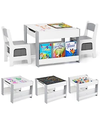 Gouun 4 in 1 Kids Toddler Activity Table and Chairs Set with Reversible Tabletop