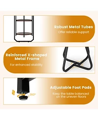 Gouun 3-Piece Industrial Dining Set with Side Shelves and 2 Stools