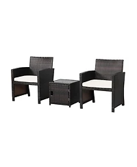 Clihome 3 Pieces Patio Wicker Furniture Set with Storage Table and Cover