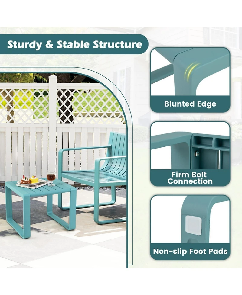 Gouun Adirondack Outdoor Side Table Set of 2 with Slatted Top and U-Shaped Base