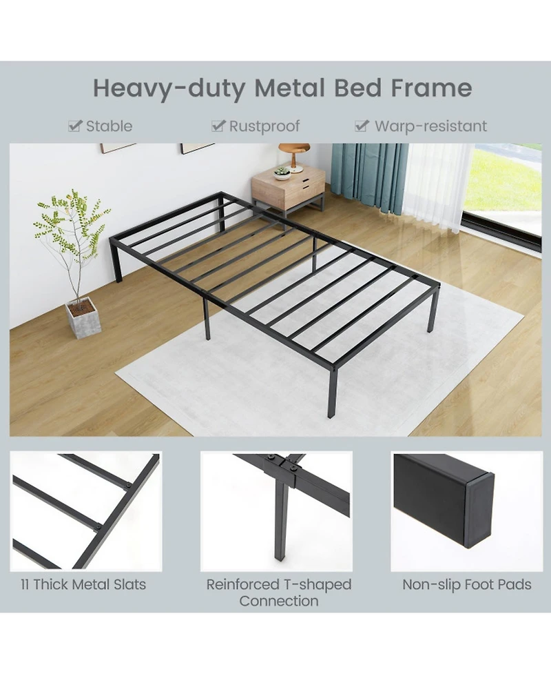 Gouun Heavy Duty 14-Inch Twin Metal Platform Bed Frame, No Box Spring Needed
