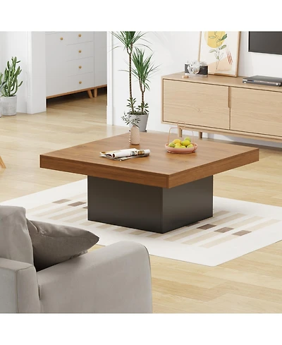 Homfan Modern Led Square Coffee Table, 35 Inch Living Room Centerpiece with 16-Color Lights, Minimalist Plug-in Design, Perfect