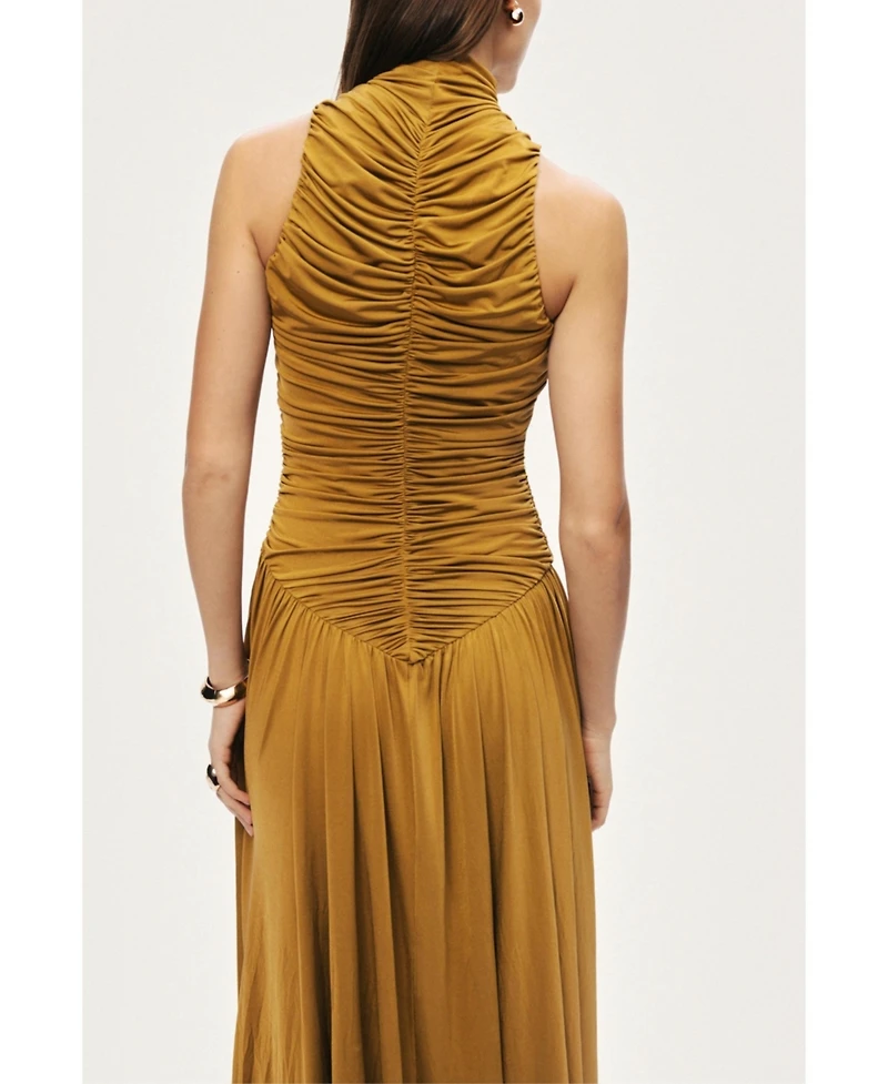 Nocturne Women's Ruched High-Neck Maxi Dress